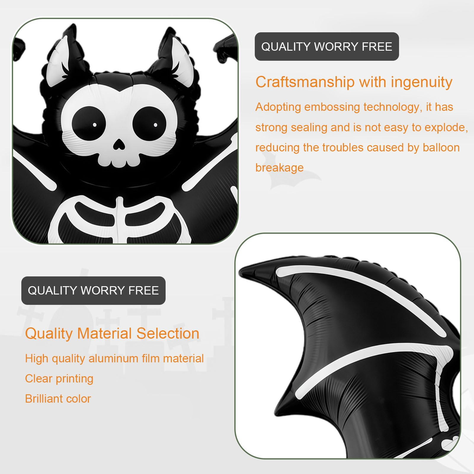 59 Inch Bat Balloon for Halloween Decorations - Matte Black Bat Foil Mylar Balloons for Halloween... | Amazon (US)