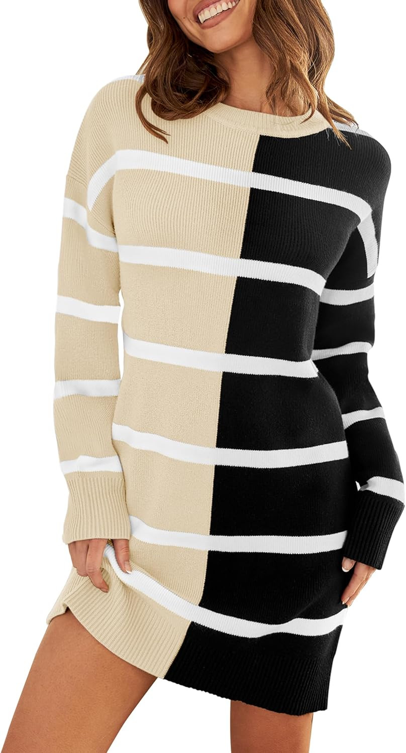 ZESICA Women's Long Sleeve Dress Winter Oersized Tunic Sweaters 2024 Trendy Clothes Fall Outfits | Amazon (US)