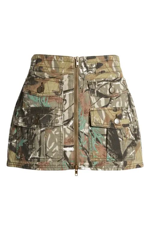 PTCL Front Zip Cargo Miniskirt in Forest Camo at Nordstrom, Size X-Small | Nordstrom