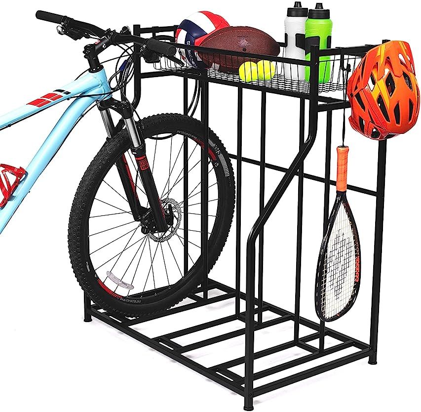 BirdRock Home 3 Bike Stand Rack with Storage – Metal Floor Bicycle Nook – Great for Parking R... | Amazon (US)