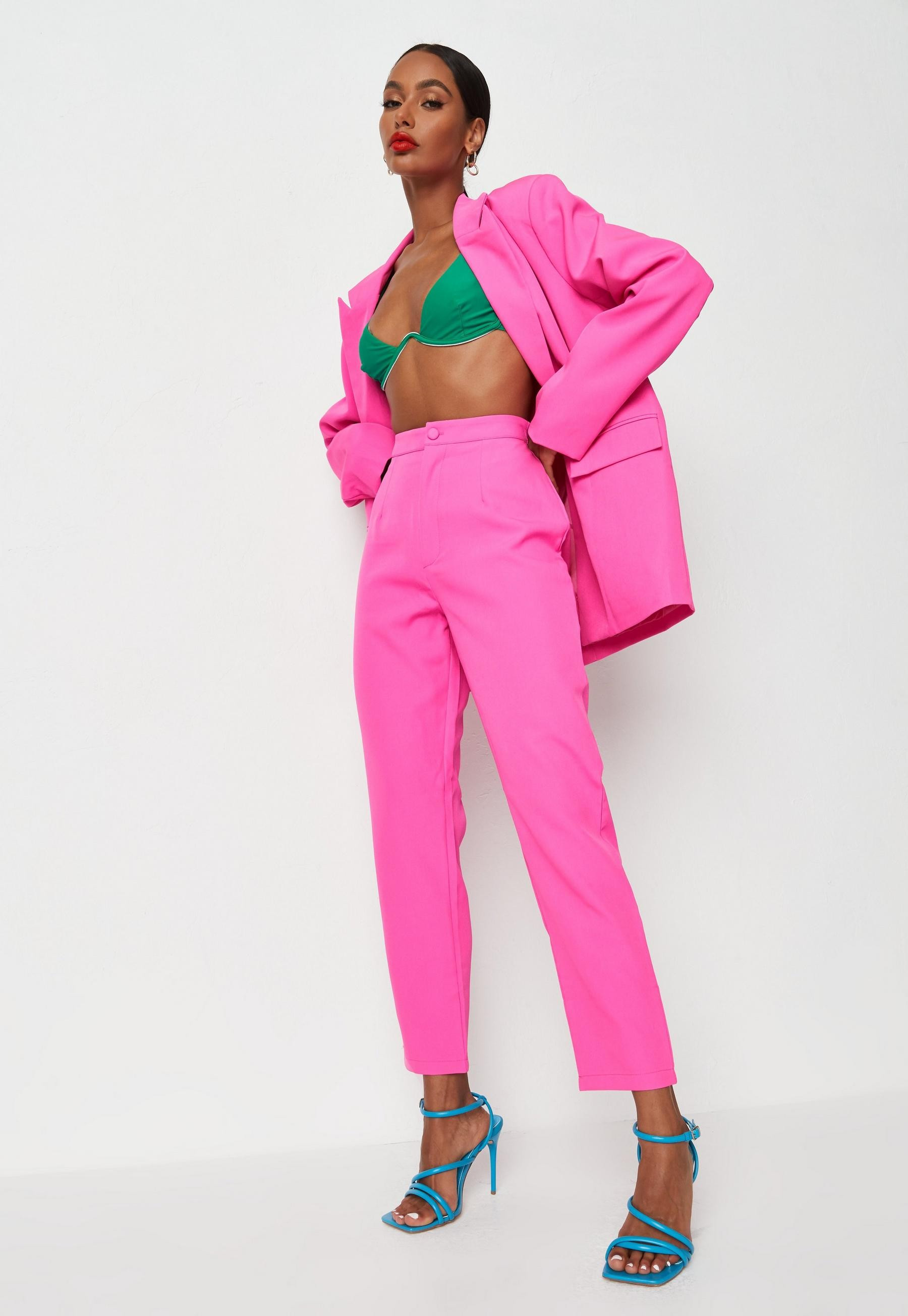 Neon Pink Co Ord Cigarette Trousers | Missguided (UK & IE)