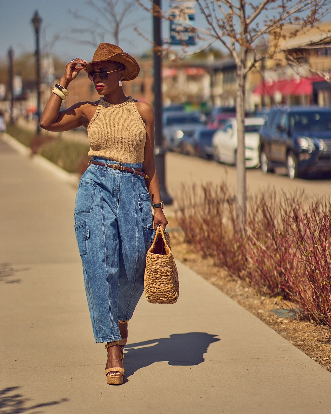 Raffia season x Cowboy Carter vibes! Styling my favorite casual jeans with a textured tank top, platform raffia sandals, a straw bag, and a raffia cowboy for a little western flair 🤎 The jeans, top and shoes all fit true to size. Blue jeans outfits, Spring Summer casual style, Larroudé, Anthropologie, Boston Proper, Wolf and Badger, casual chic, how to style

#LTKOver40 #LTKStyleTip #LTKShoeCrush