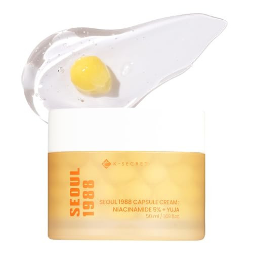 K-SECRET SEOUL 1988 Niacinamide Capsule Cream – Hydrating Face Moisturizer with 5% Niacinamide and Yuja | Vitamin C Capsule Cream for Dark Spots, Uneven Skin Tone | Korean Skincare, 50ml / 1.69 fl oz | Amazon (US)