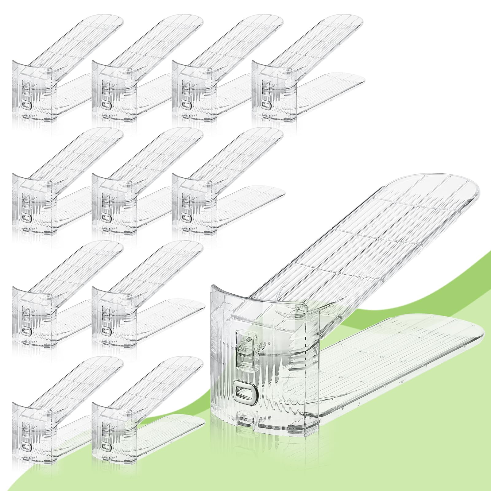 Clear Shoe Slot Organizer, 12 Pack Adjustable Shoe Slots Organizer for Closet Clear Shoe Stackers... | Amazon (US)