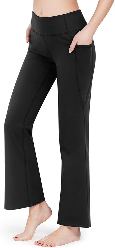Inno Bootcut Yoga Pants Capris with 3 Pockets for Women, High Waisted Womens Yoga Pants Workout B... | Amazon (US)
