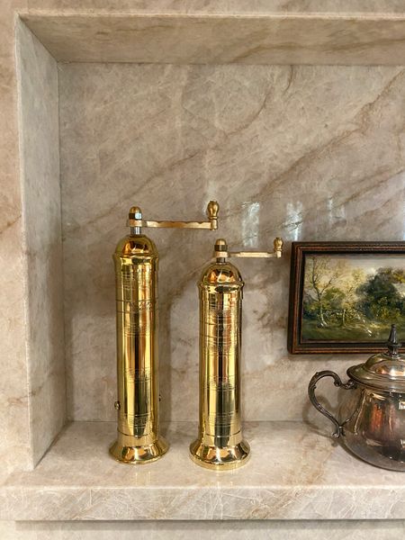 Make your kitchen beautiful. My new favorite additions are the European brass salt and pepper mills. Grab them while you can as they are out of stock often. The perfect gift for the chef in your home, a wedding gift, holiday gift, or for yourself. 
kimbentley, home decor, kitchen decor, cook 

#LTKover40 #LTKhome #LTKGiftGuide