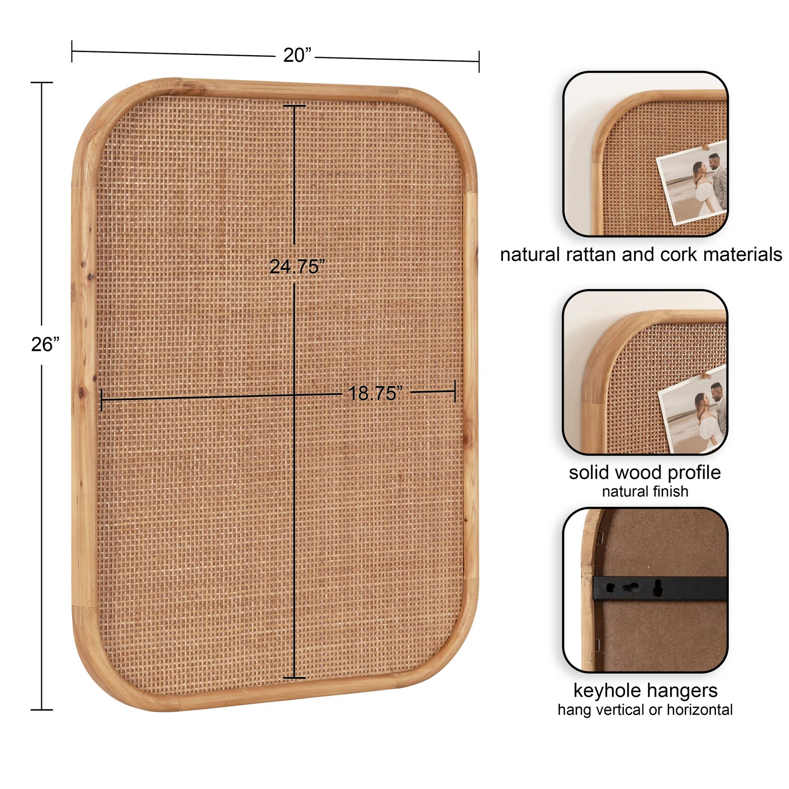 Rounded Rectangle Rattan Pinboard | Wayfair North America