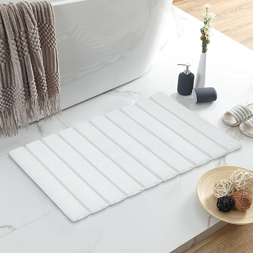 Foldable Stone Bath Mat, Diatomaceous Earth Anti-Slip Bath Mat Great Absorption Ability Quick Dry... | Amazon (US)