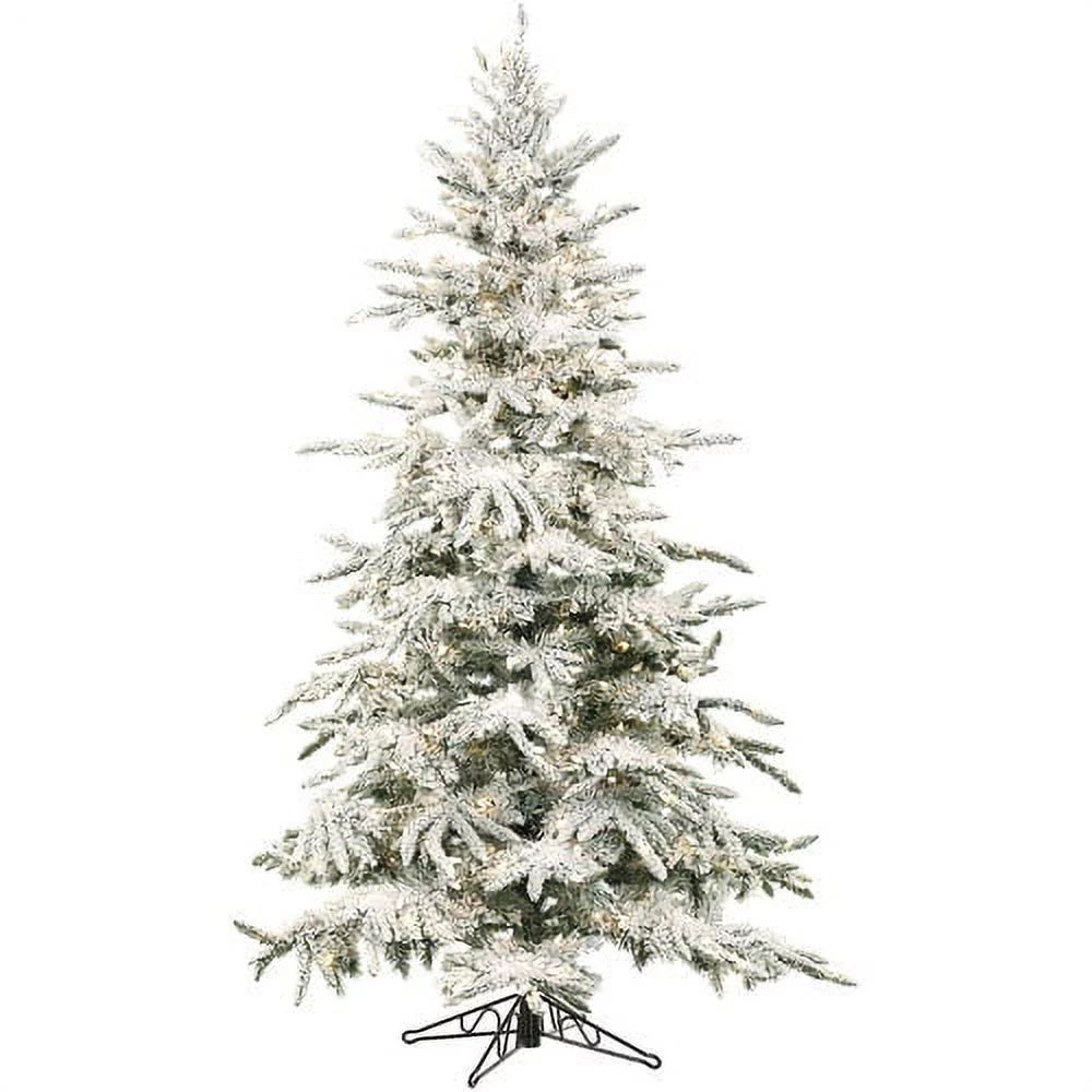 Fraser Hill Farm 7.5-ft. Flocked Mountain Pine Christmas Tree, 550 Dual LED Lights | Walmart (US)