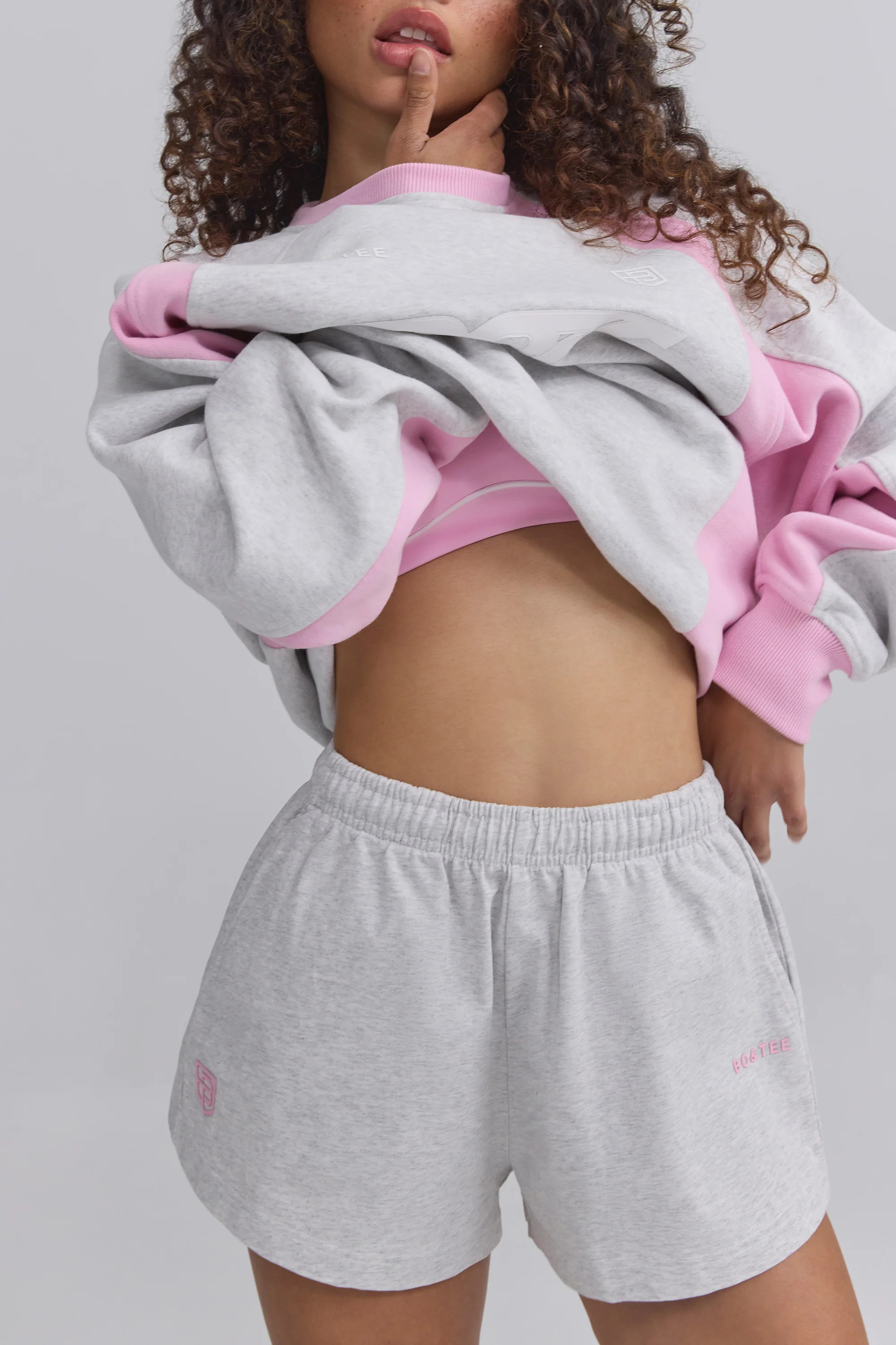 Elasticated Mini Shorts in Grey Marl | Oh Polly