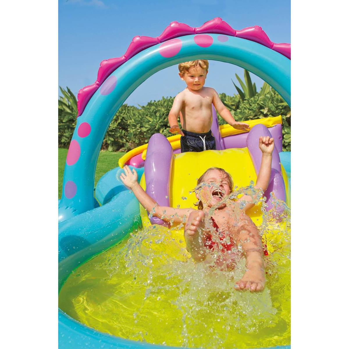 Intex 11ft x 7.5ft x 44in Dinoland Inflatable Kiddie Swimming Pool with Slide, Dino Arch Water Sp... | Target