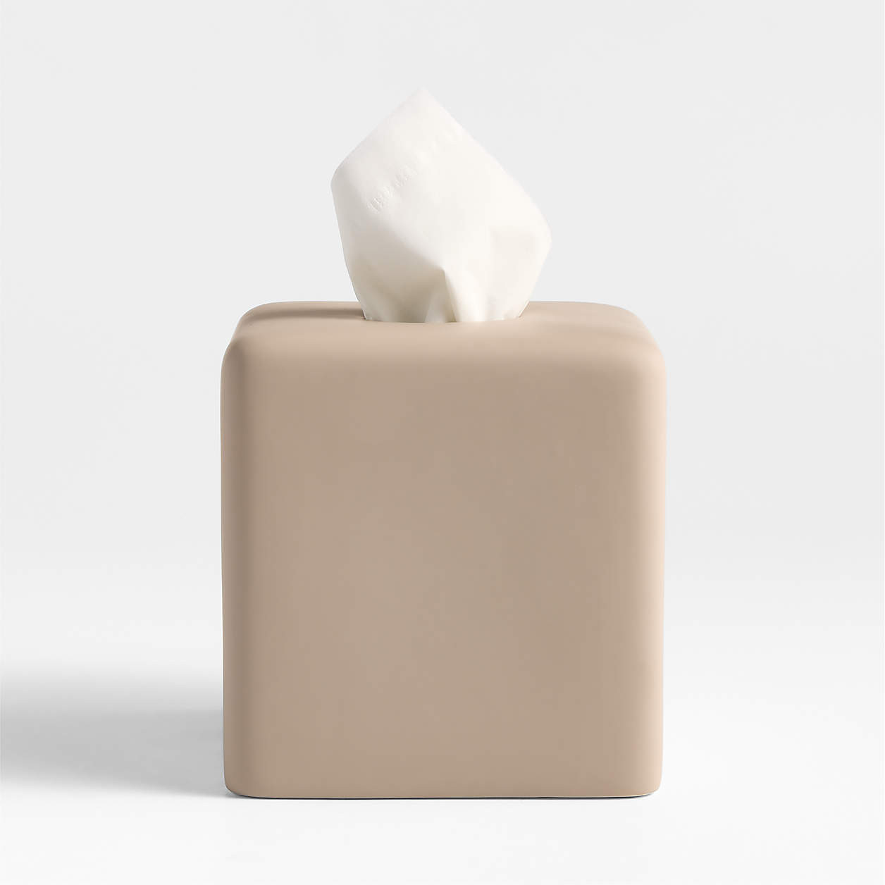 Varick Sand Silicone Coated Tissue Holder + Reviews | Crate & Barrel | Crate & Barrel