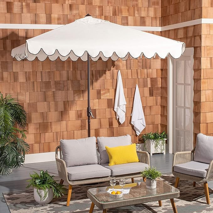 Safavieh PAT8410E Outdoor Venice White and Black 7'6" Square Crank UV Protected Umbrella | Amazon (US)