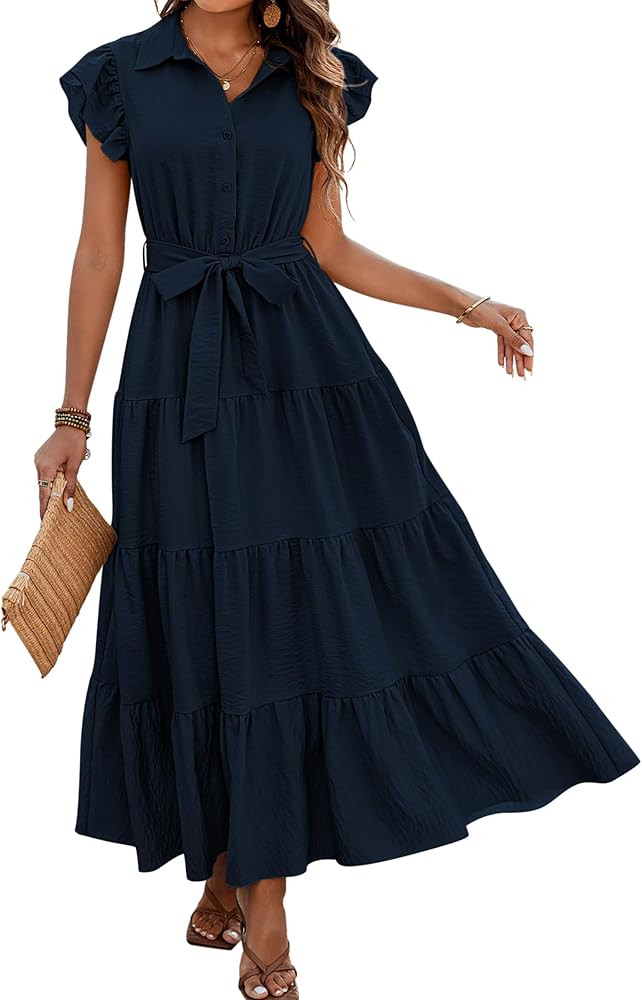 dowerme Summer Casual Dresses Boho Maxi Dress | Amazon (US)