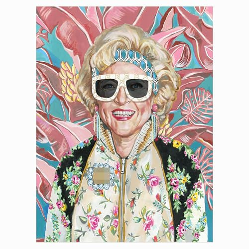 Funny Golden Girls Wall Art - Rose With Sunglasses Portrait Print - 80s Fashion Art - Tropical Floral Posters - Ready to Hang for Living Room, Bedroom, Bathroom Decor - 8x10 Inch Unframed | Amazon (US)