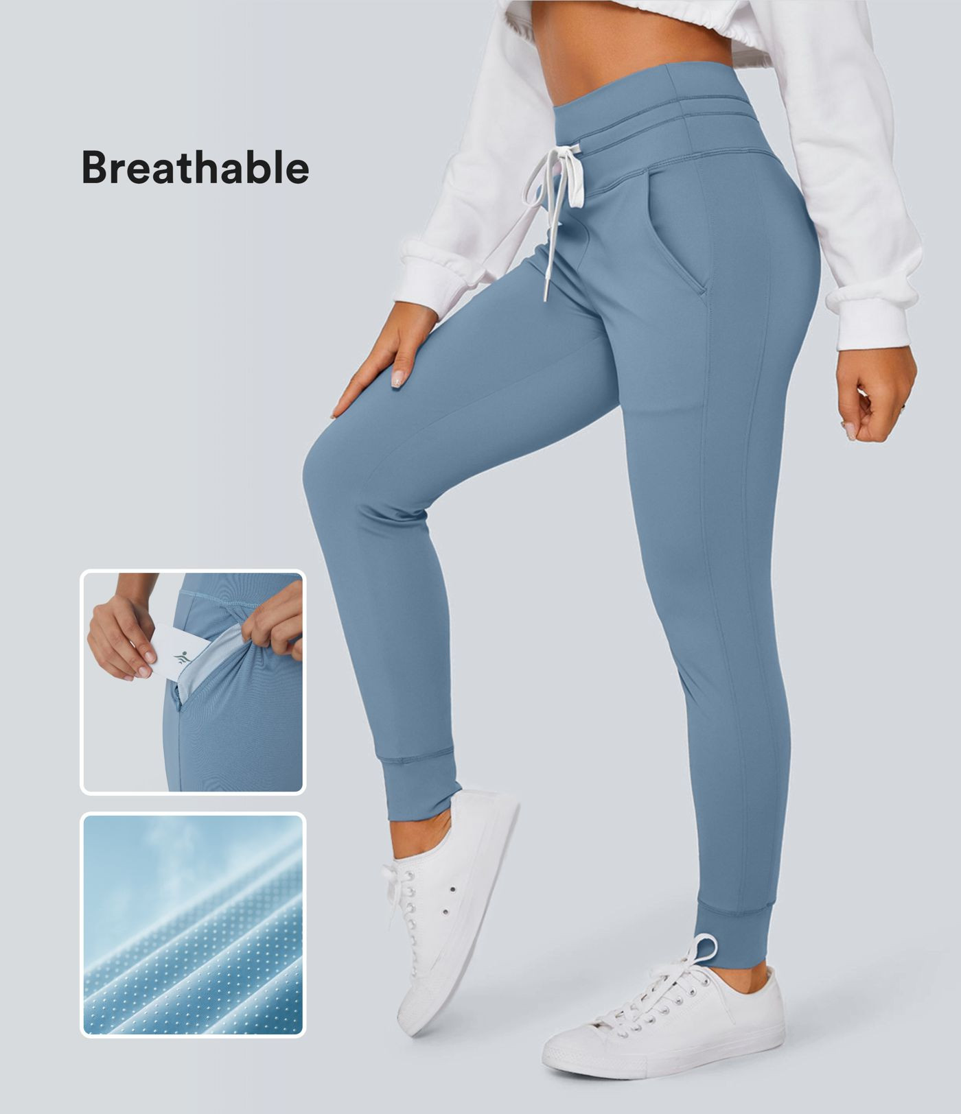 Women’s SoftlyZero™ Plush High Waisted Drawstring Pocket Plain Full Length Joggers - Halara | HALARA