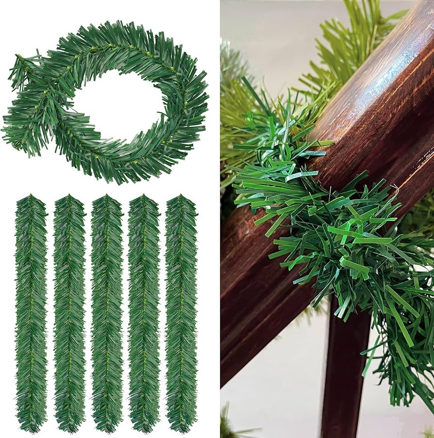20 Pcs Christmas Garland Ties 18 Inch Artificial Pine Needles Faux Pine Green Twist Ties for Bani... | Amazon (US)