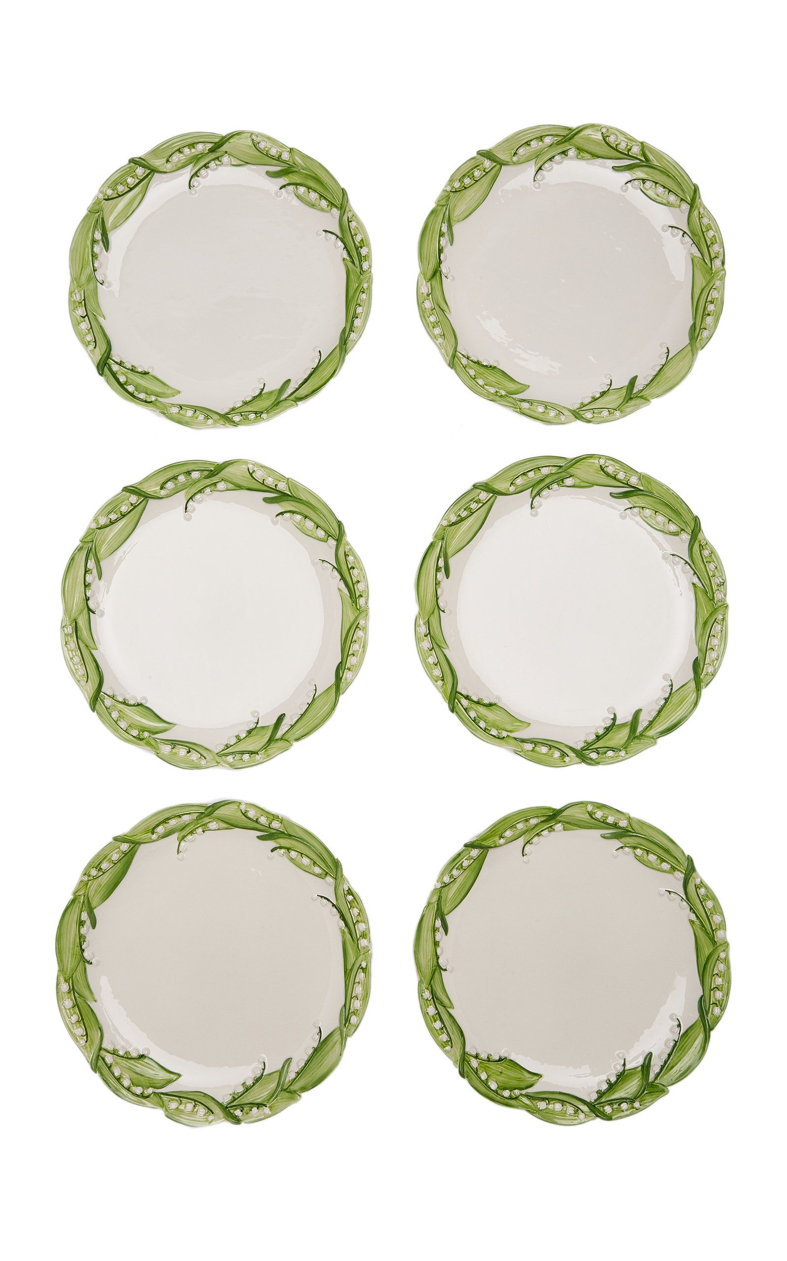 Set-of-Six Lily Of The Valley Ceramic Salad Plates | Moda Operandi (Global)