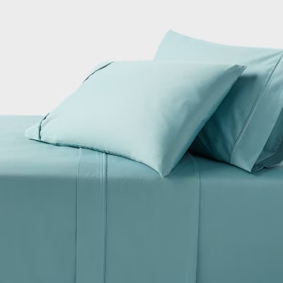 Queen 400 Thread Count Performance Sheet Set Light Teal - Threshold™ | Target