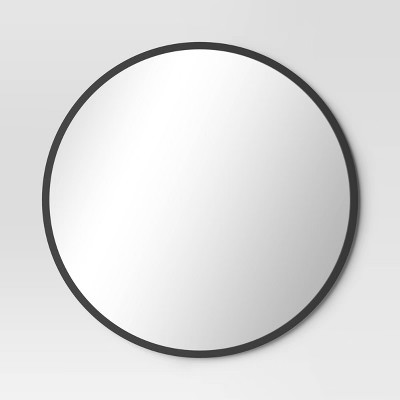 28" Round Decorative Wall Mirror Black - Threshold™: Modern Steel Frame, Wall Mount | Target