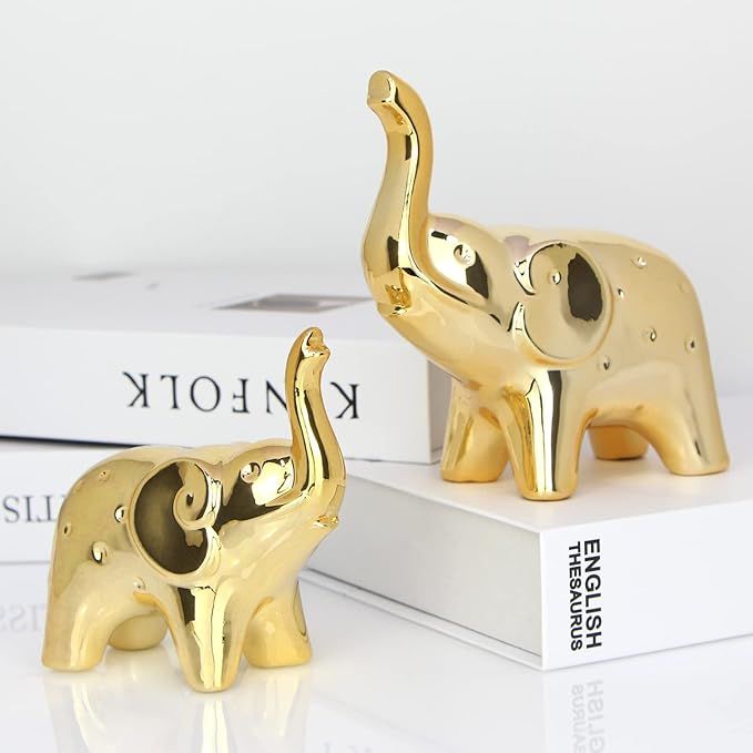 A Pair Elephant Statue Home Decor,Modern Style Figurines,Sculpture for ​Office Desktop Bookshel... | Amazon (US)