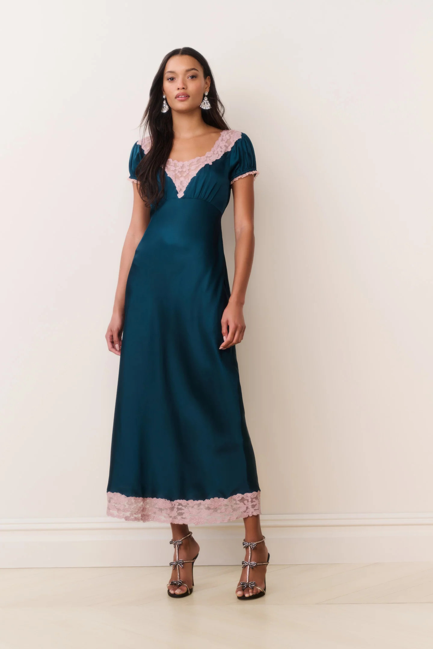 Taylis Satin Lace Maxi Dress | LoveShackFancy