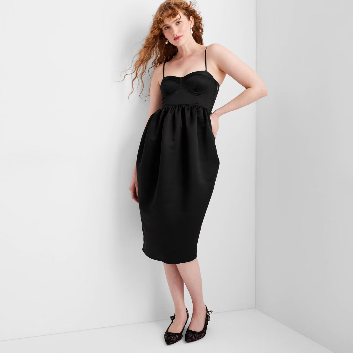 Women's Sweetheart Bubble Satin Midi Dress - Future Collective | Target