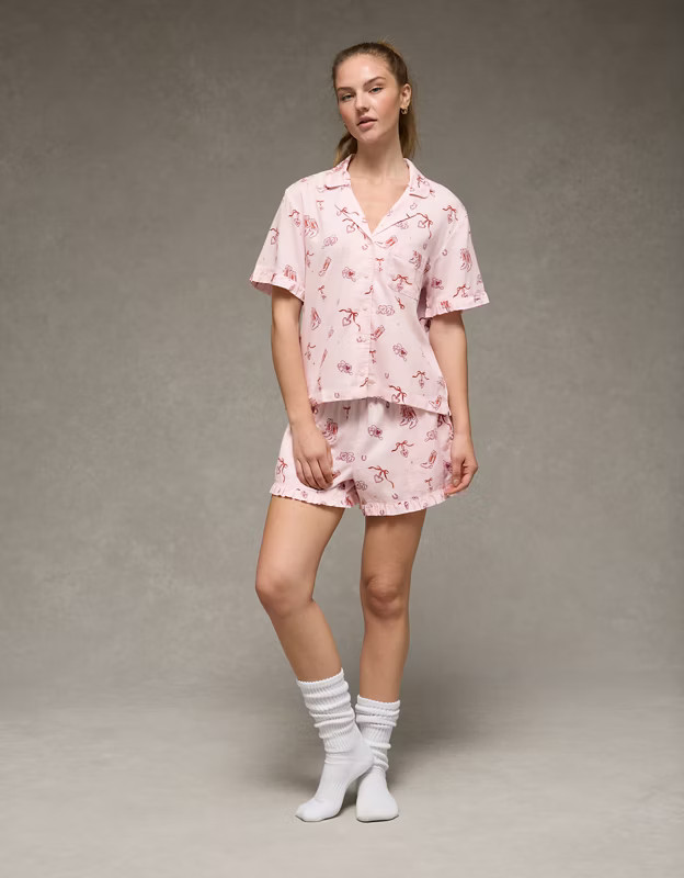 AE Ruffled Flannel PJ Set | American Eagle Outfitters (US & CA)