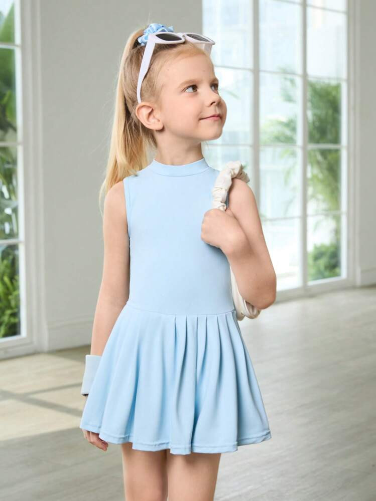 SHEIN Young Girls Athletic Tennis Dress, One-Piece Anti-Chafe Undershorts Outfit For Running, Fitness, Basketball, Soccer, Tennis, Badminton, Fashion | SHEIN