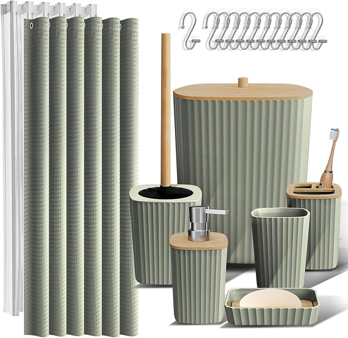 Clara Clark Bathroom Accessories Set - Bathroom Set, Bathroom Accessory Set, Shower Curtain Set, ... | Amazon (US)