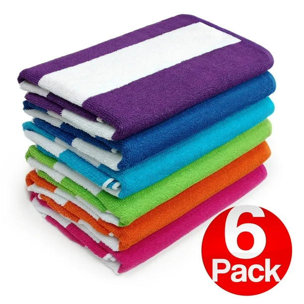 Kaufman - Cabana Terry Loop Beach Towel 6-Pack - 30in x 60in | Walmart (US)
