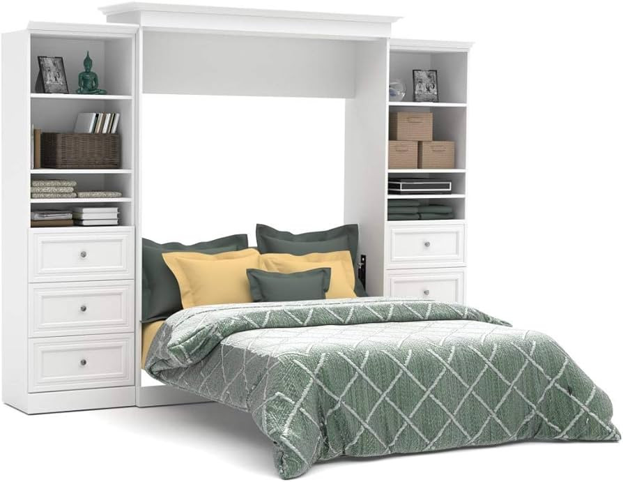 Bestar Versatile Murphy Bed and 2 Closet Organizers with Drawers (115W) in White, Sleeping Arrang... | Amazon (US)