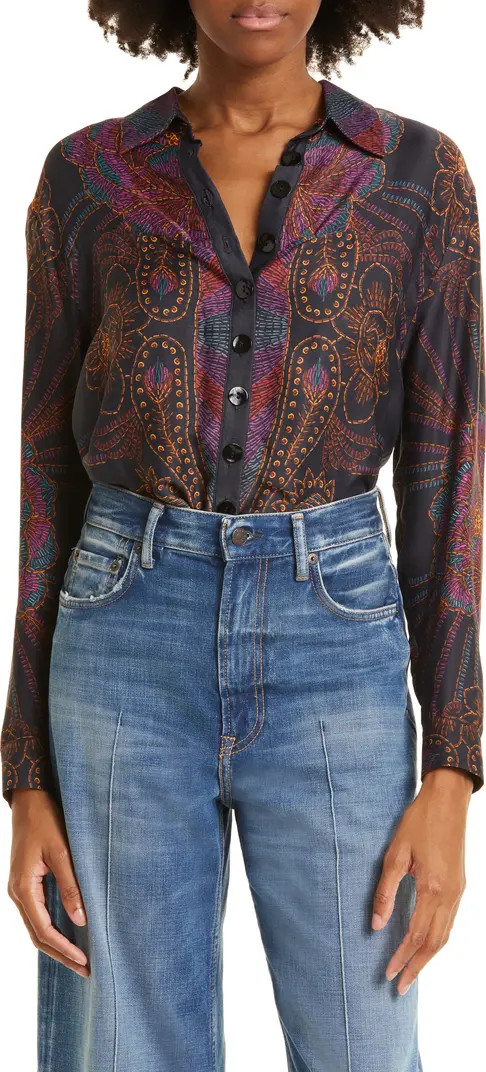 Scarf Print Long Sleeve Button-Up Shirt | Nordstrom
