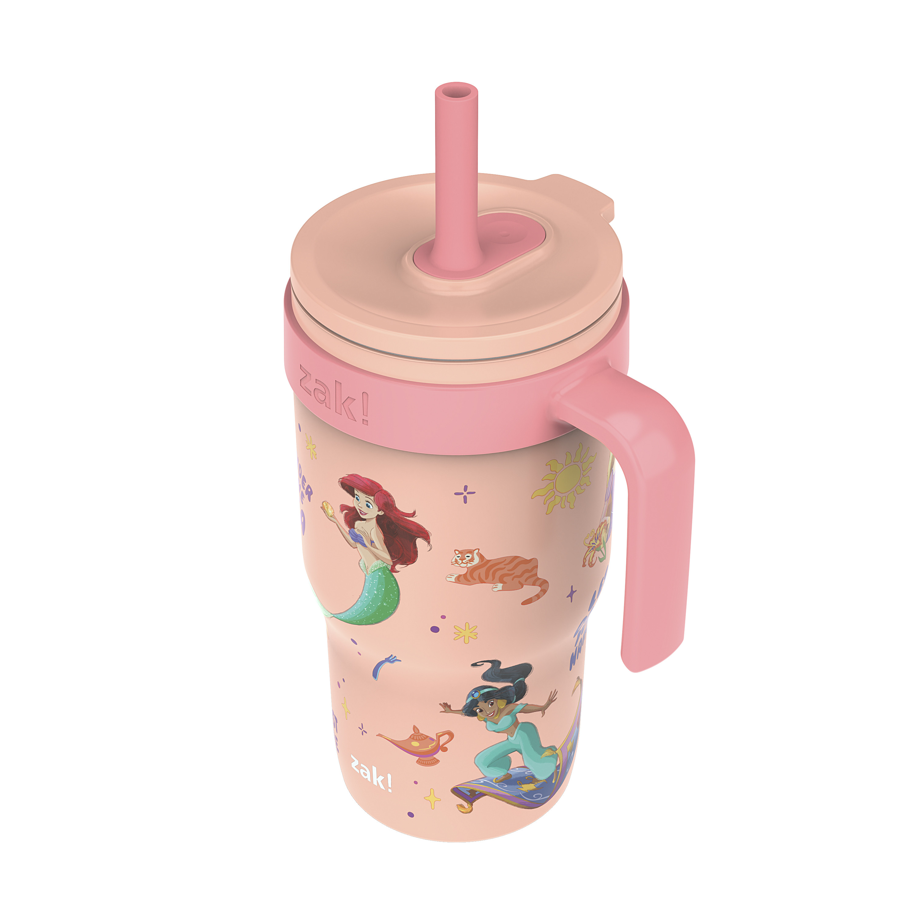 Zak Designs 18oz Princess Kids Straw Handle Tumbler, Stainless Steel Vacuum Insulated Cruiser Tum... | Walmart (US)