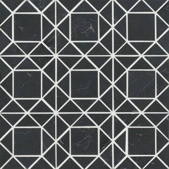 Bedrosians Monet Nero Marquina 12-in x 12-in Honed Natural Stone Marble Pinwheel Marble Look Tile... | Lowe's
