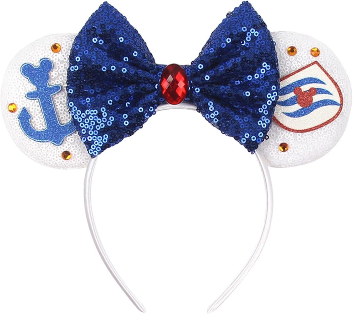 tyoungg Cruise Mouse Ear Headband Hairband for Girl Women Nautical Theme Glitter Sequin Cruise Gi... | Amazon (US)
