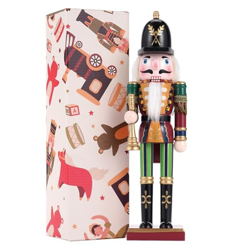 Tpudn Christmas Decorations Nutcracker Ornament,12 inch Wooden Traditional Nutcracker,Painted Nutcracker Figures,Festive Christmas Nutcracker Party Tabletop Thanksgiving Decor(Bugler) | Amazon (US)