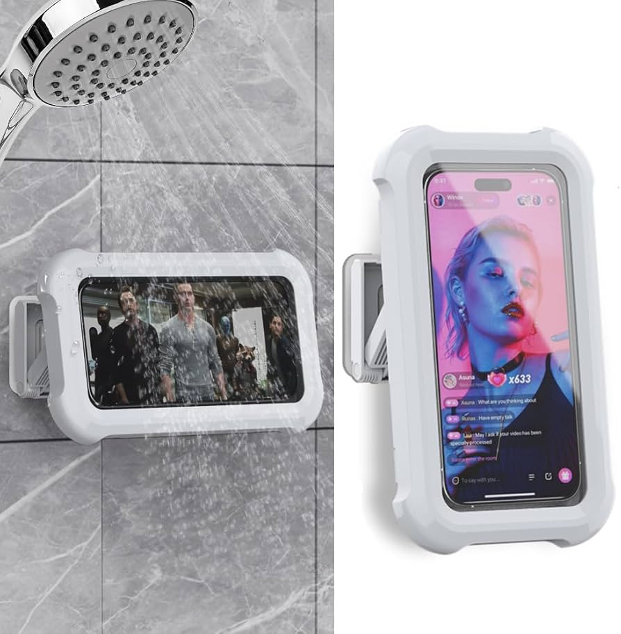 Shower Phone Holder Waterproof,480° Rotating Wall Phone Holder Mount with HD Touch Screen Guardi... | Amazon (US)