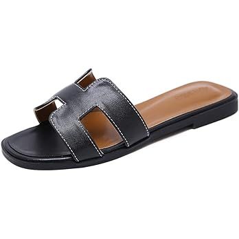 Stratuxx Kaze Womens Sandal Flat Band Slide Sandal,White, Black, Metallic Sandals | Amazon (US)