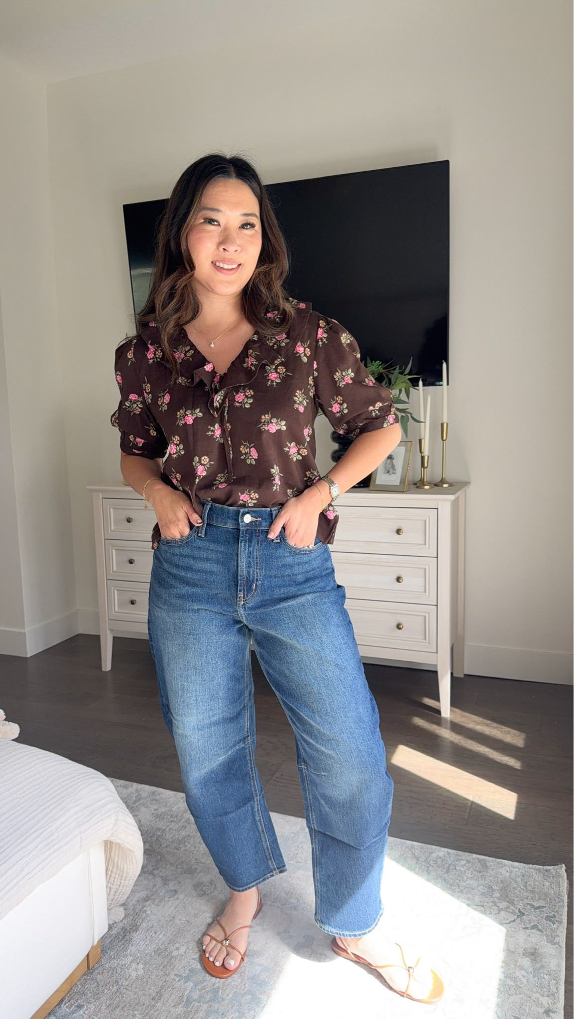 Old navy fall outfit Floral Ruffle top - medium Denim - 6

#LTKootd #LTKSeasonal #LTKOver40