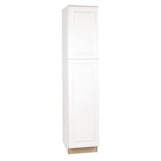 Hampton 18 in. W x 24 in. D x 84 in. H Assembled Pantry Kitchen Cabinet in Satin White | The Home Depot