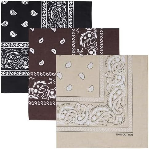 100% Cotton Large Bandanas for Men and Women, 22 Inch Paisley Bandana with Multiple Colors | Amazon (US)