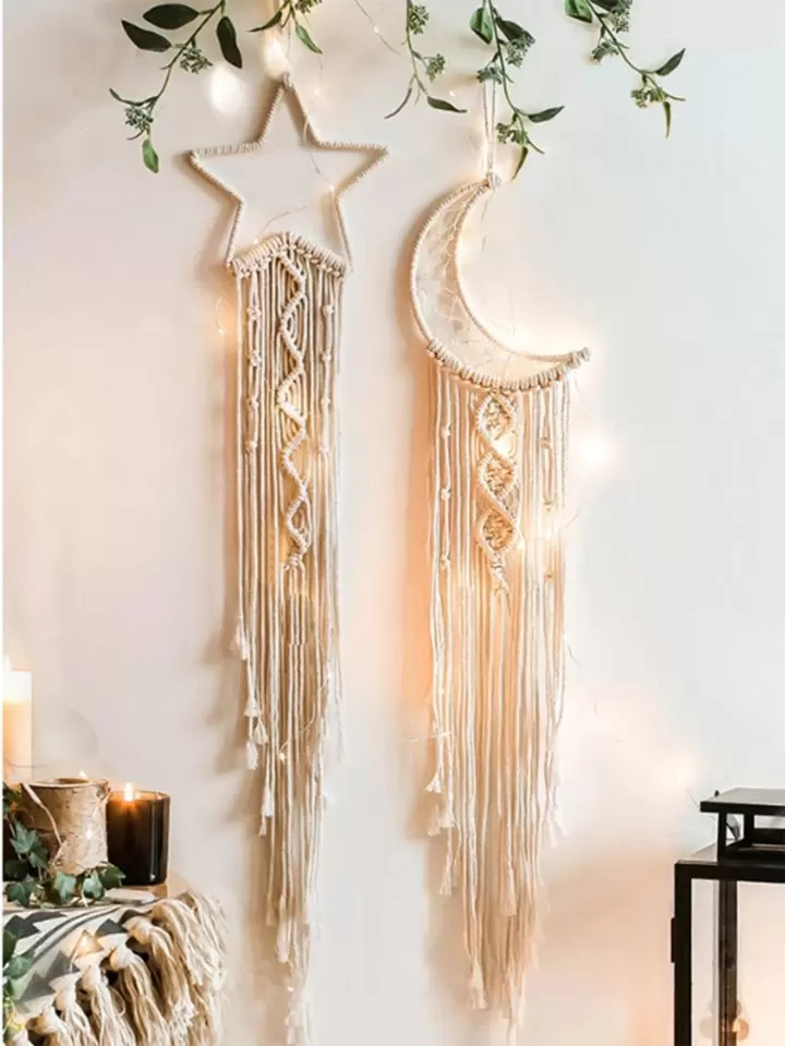 2pcs Moon & Star Design Tassel Wall Hanging | SHEIN