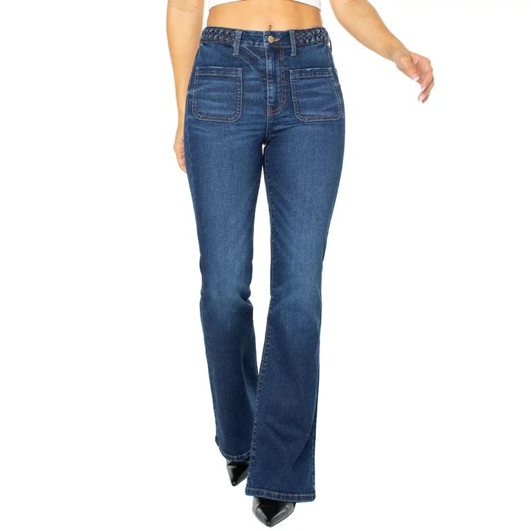 Celebrity Pink Juniors’ Flare Jeans with Braided Waistband, Sizes 1-21 | Walmart (US)