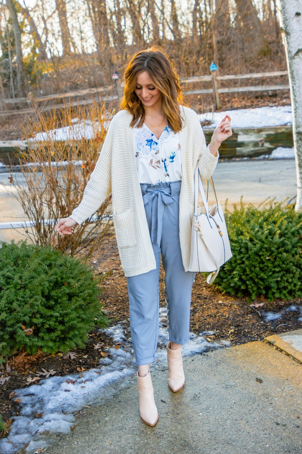 Layered elevated casual look for spring. I wore this to church, but you could also wear to brunch or even work!
I'm in a size medium in the pants in the grey color option. I'm in a size small in the floral top.
 

 #LTKootd #LTKSeasonal #LTKOver40