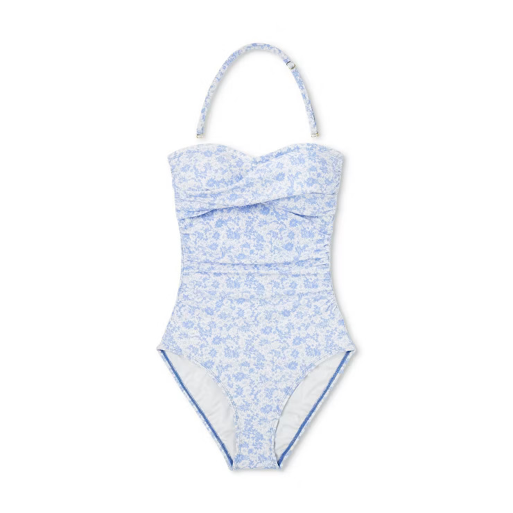 Women's Floral Print Bandeau One Piece Swimsuit - Kona Sol™ Multi | Target