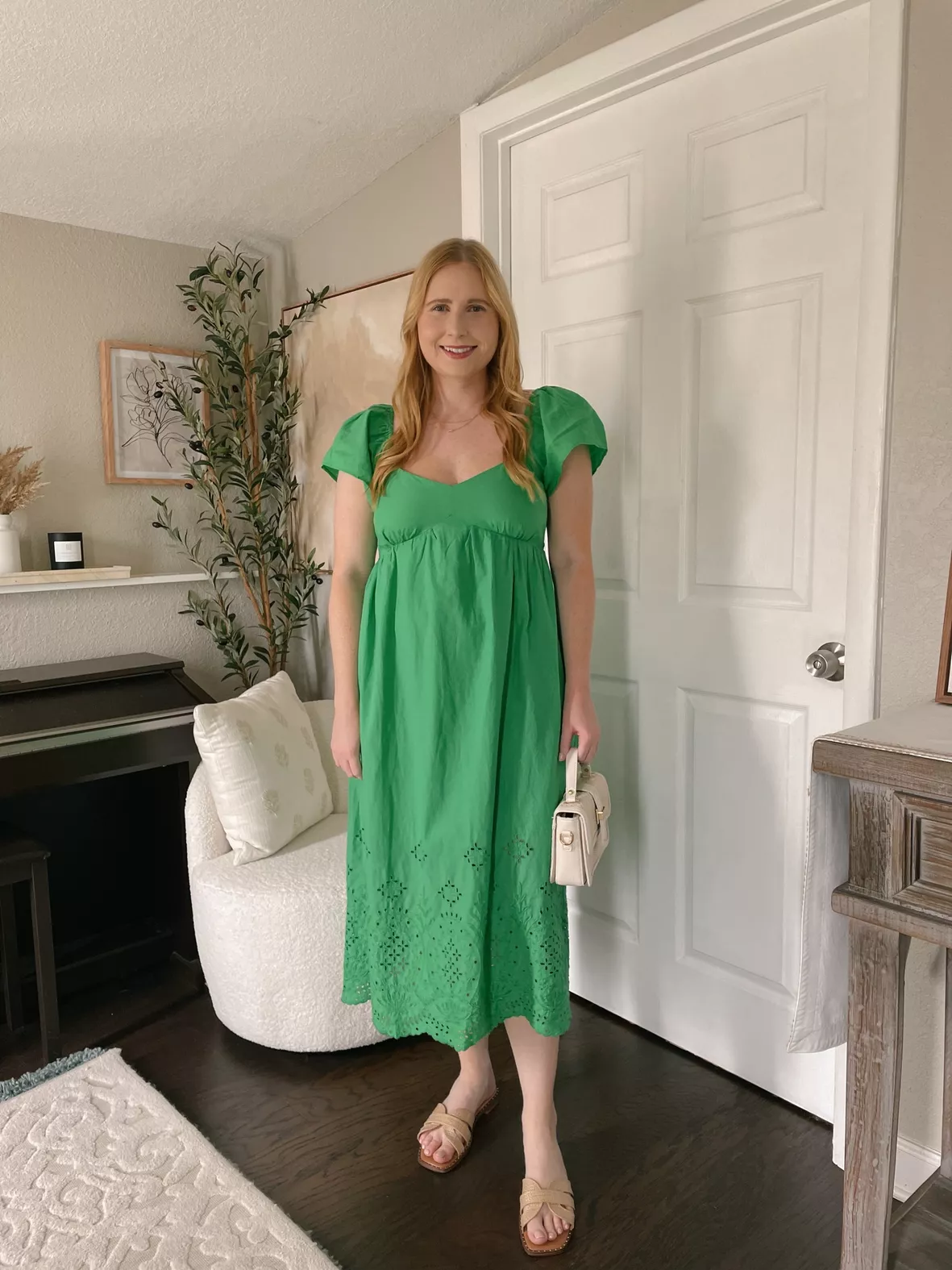 green loft dress Floral Long Sleeve Midi 100% Cotton Women's Petite Green Dresses |