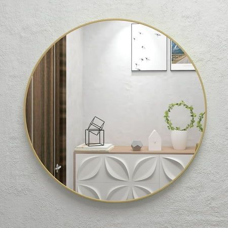 OVERDRIVE Round Mirror Wall Metal Gold Mirror Large Circle Decorative Mirror for Bedroom Bathroom En | Walmart (US)
