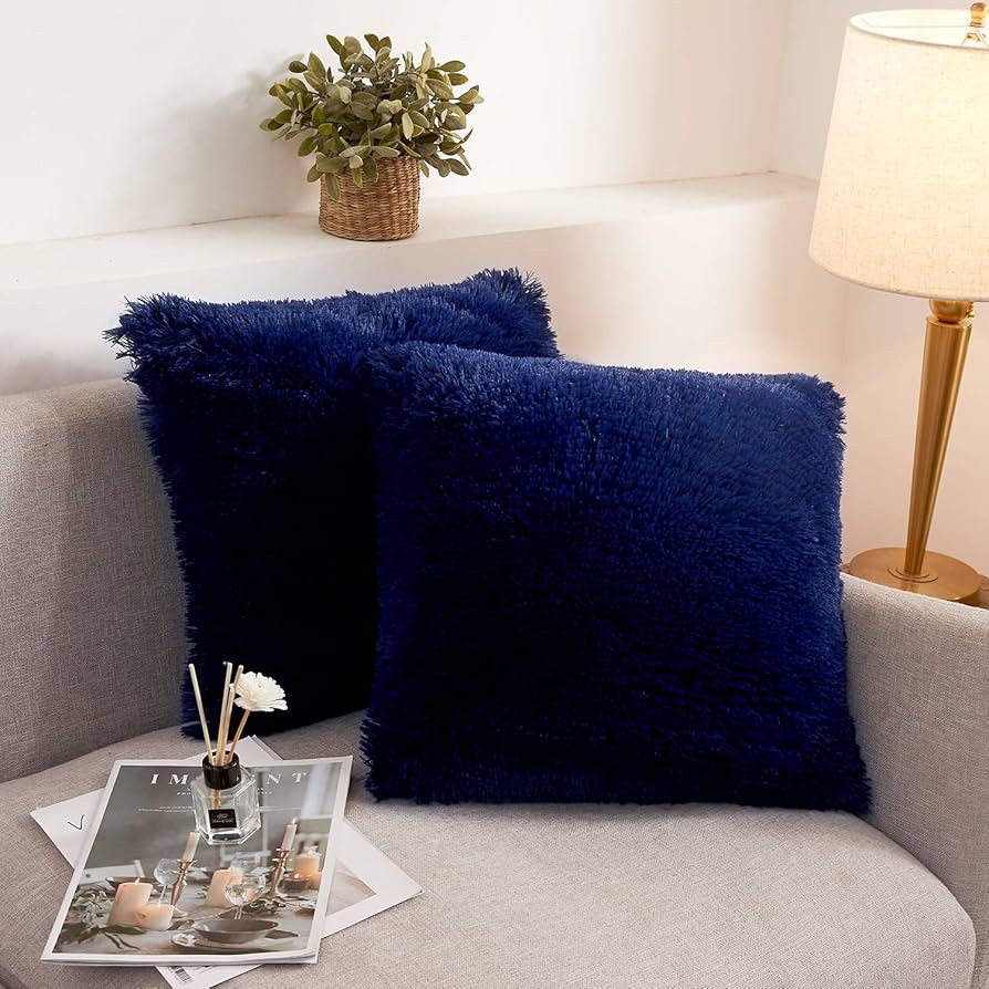 XeGe Faux Fur Throw Pillow Covers, Shaggy Fluffy Cushion Covers, Plush Furry Pillow Cases, Fuzzy ... | Amazon (US)