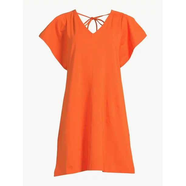Free Assembly Women's V-Neck Dress with Flounce Sleeves - Walmart.com | Walmart (US)